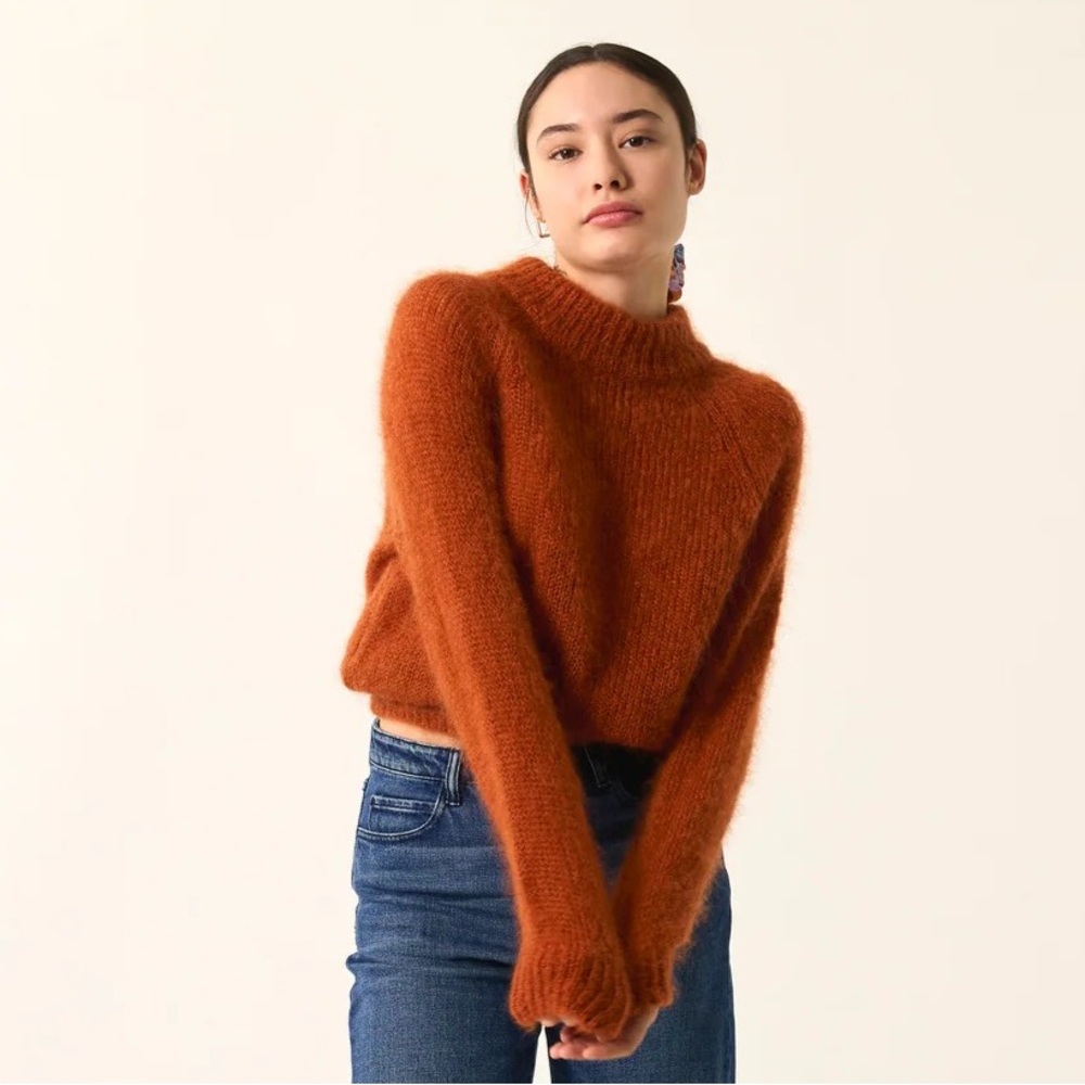 Des Petits Hauts | Mohair CHACHOU Cozy Burnt Orange Crew Neck Sweater